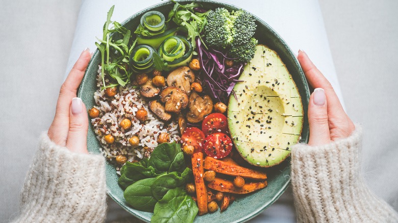 a plate of vegan food