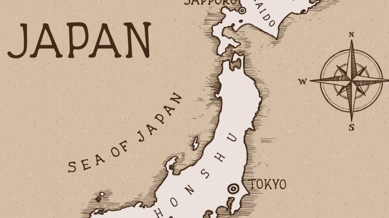 hand drawn map of Japan