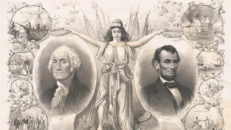 Columbia George Washington Abraham Lincoln