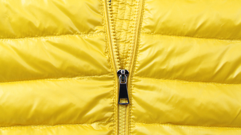 Zipper on a down jacket