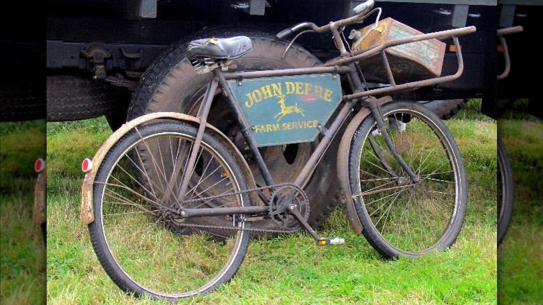 John Deere rusted bicycle