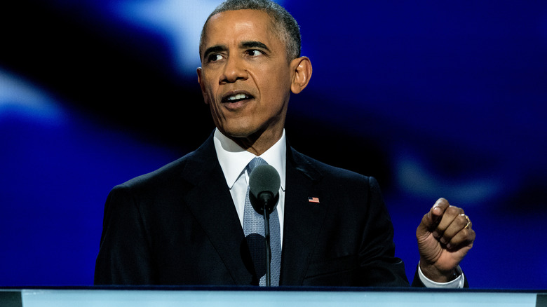 Barack Obama delivering speech