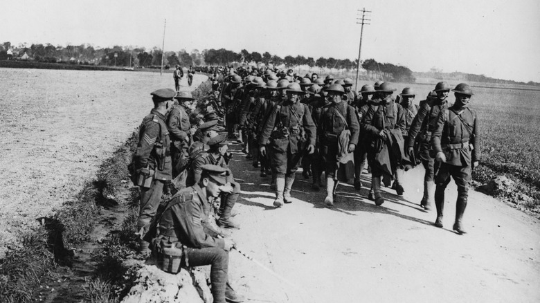 Column of U.S. WWI troops