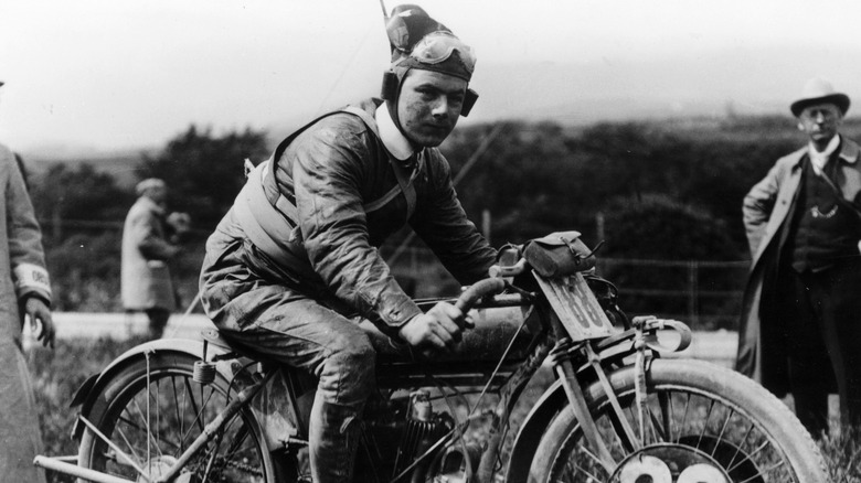 early motorcycle and rider