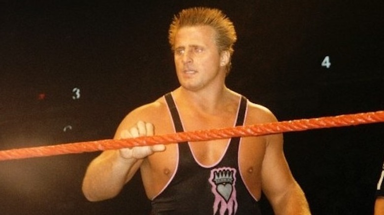 Owen Hart glaring at crowd