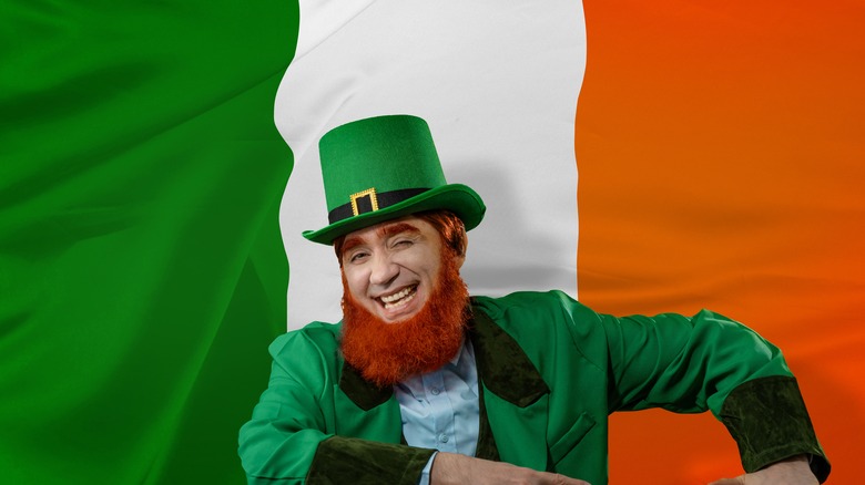 leprechaun and Irish flag