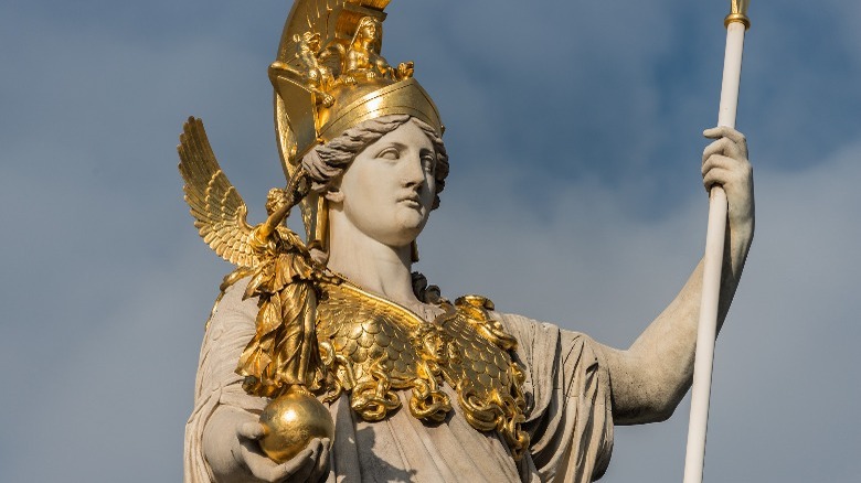 Athena statue gilded accents