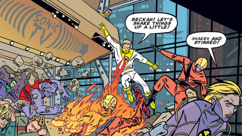 Gin Genie in bantering in combat in X-Force #116