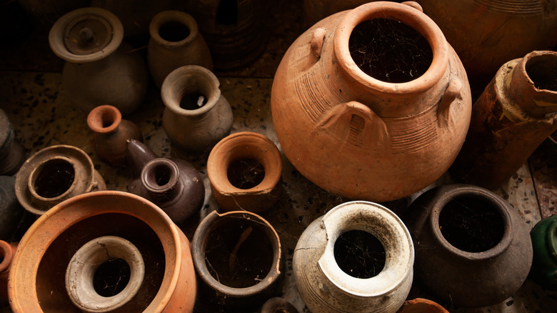 Collection of pots top-down view