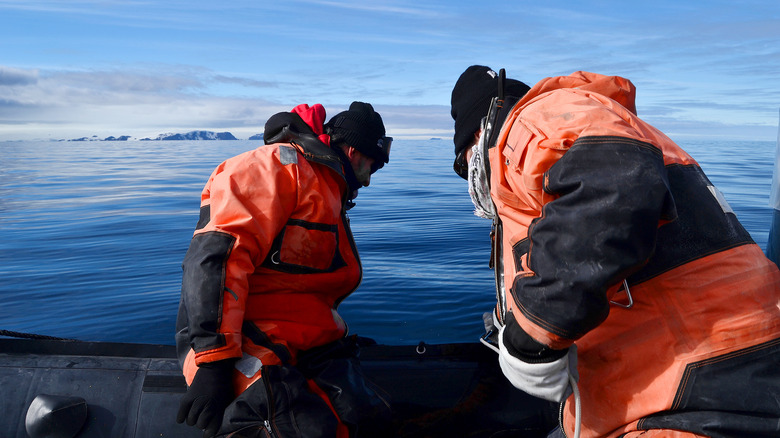 Scientists working in antarctic waters