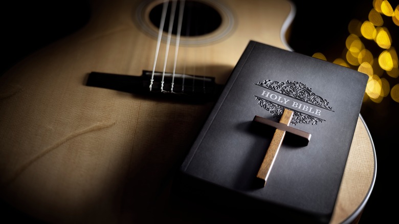 Bible, guitar, and cross