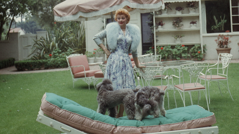 Lucille Ball Outside with Dogs 