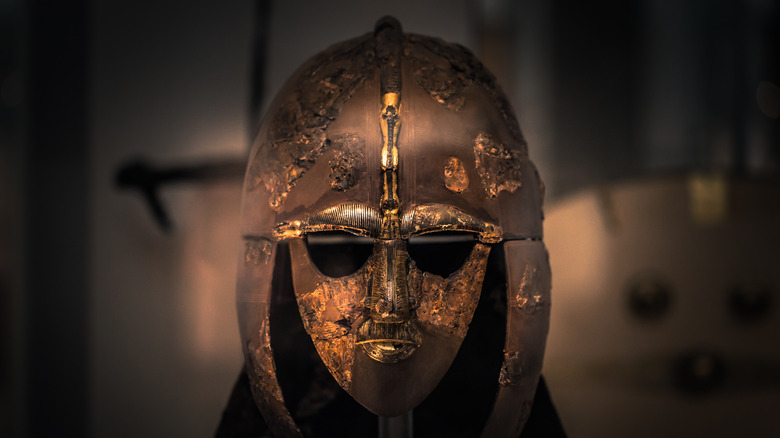 Anglo-Saxon helmet dark background