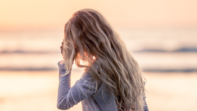 Blonde girl on beach