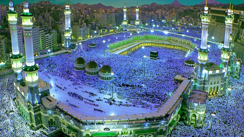 Great Mosque aerial view nighttime