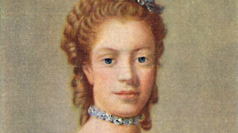 painting of Queen Charlotte in choker necklace