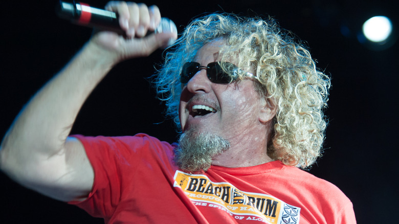 Sammy Hagar holding microphone