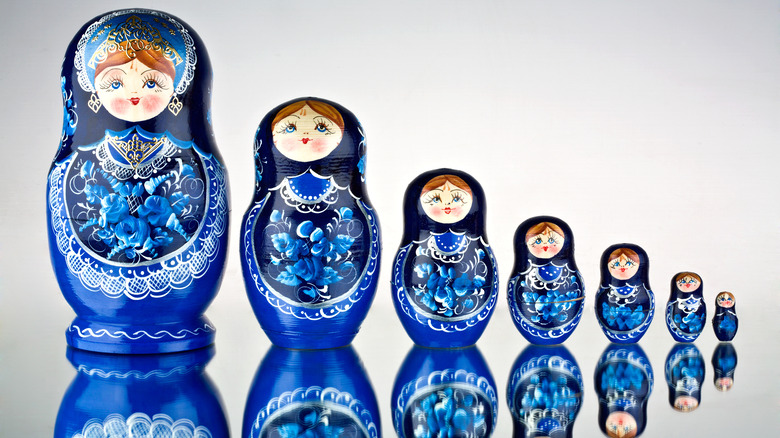 Russian dolls in a row