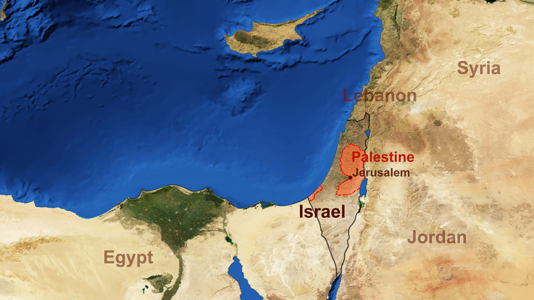 Palestine map in the Levant