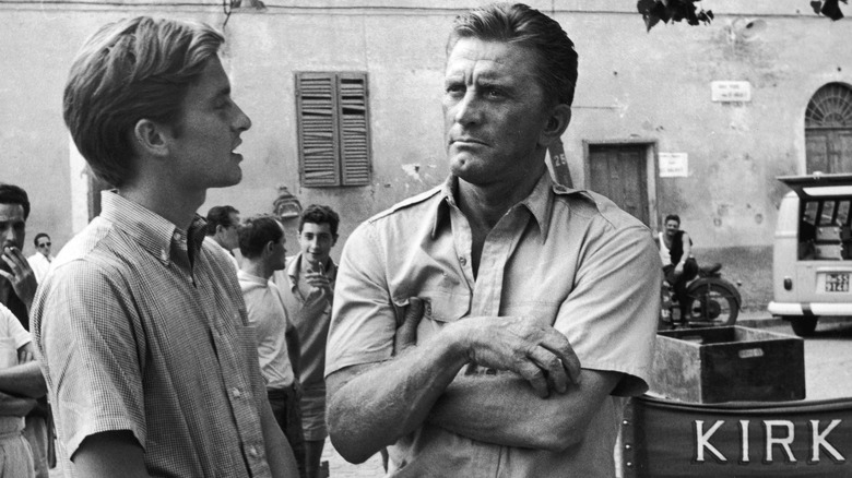 Kirk Douglas on set with Michael