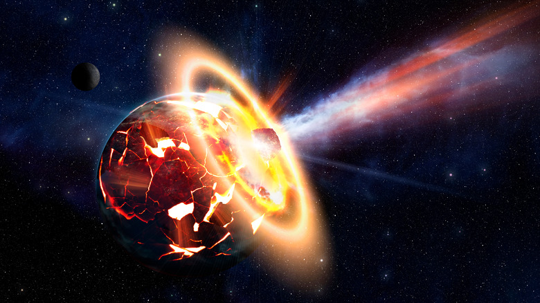 Asteroid impacting Earth