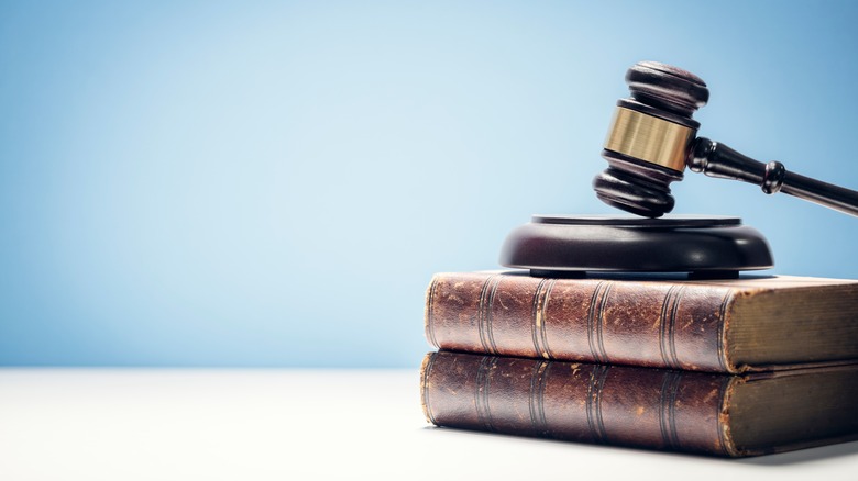 a gavel and law books