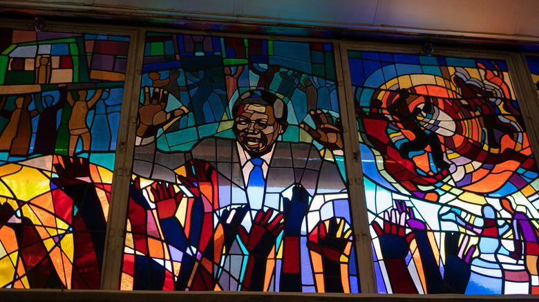 Nelson Mandela stained glass window