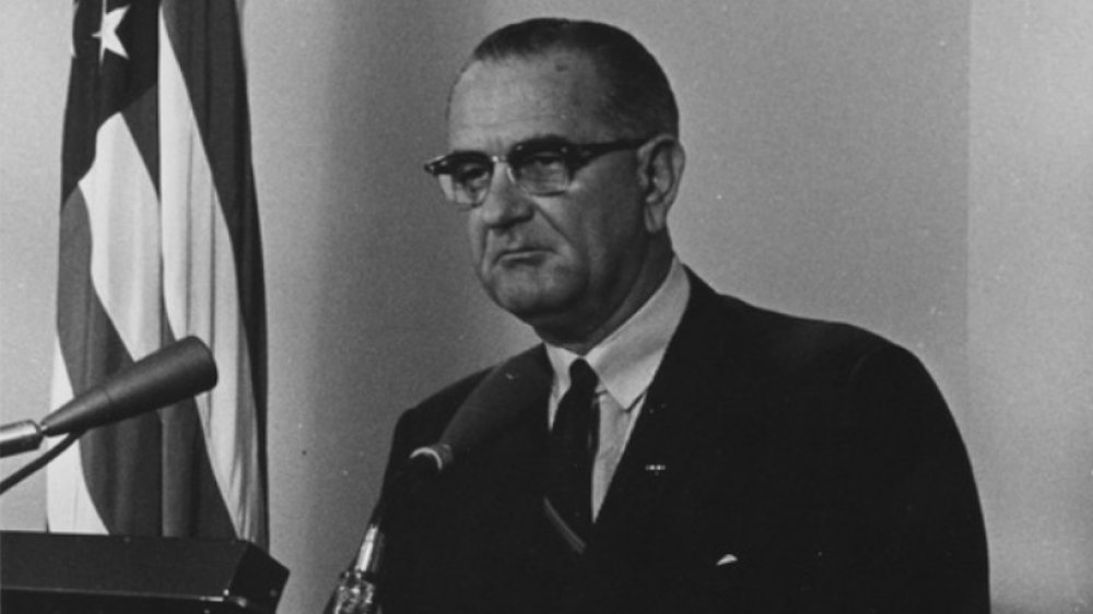 President Lyndon Johnson addresses the nation