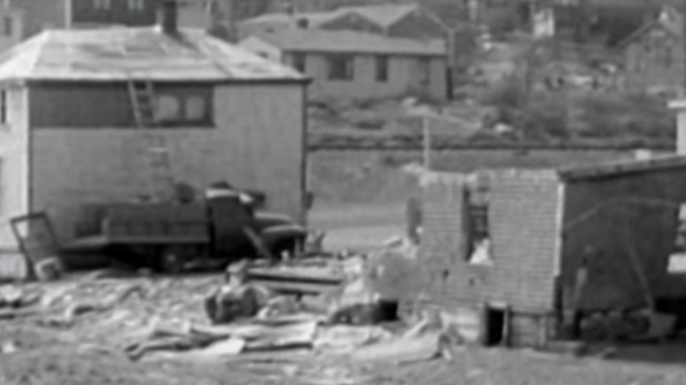 Crumbling buildings in Africville in the 1960s