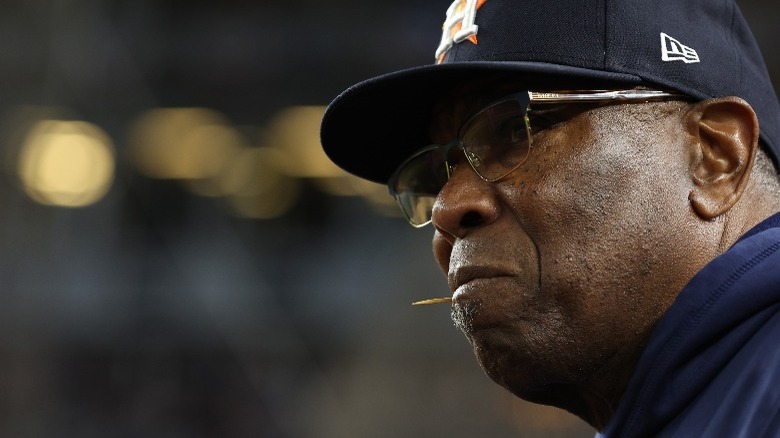 Dusty Baker chews a toothpick