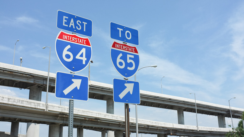 Interstate signs near highway