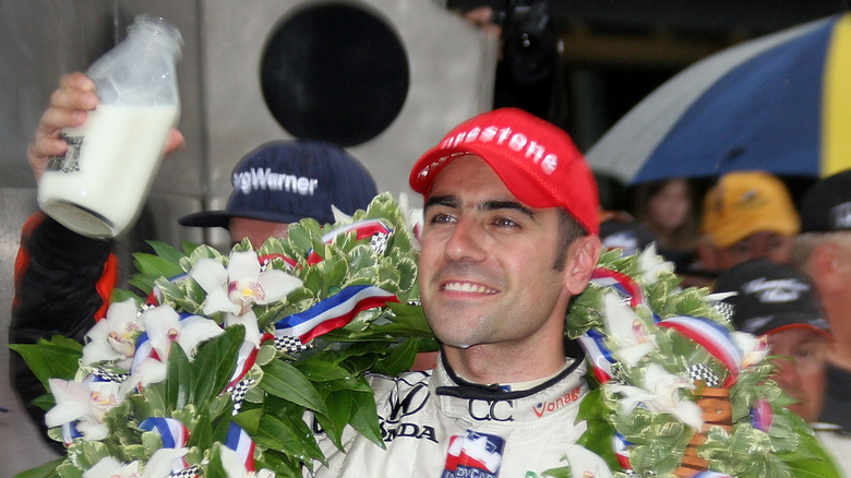 an indy 500 winner and a bottle of milk