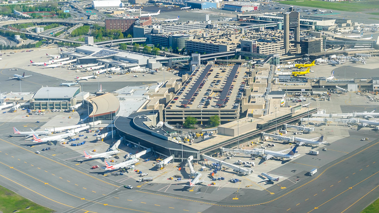 Aerial view of Boston's Logan Airport 