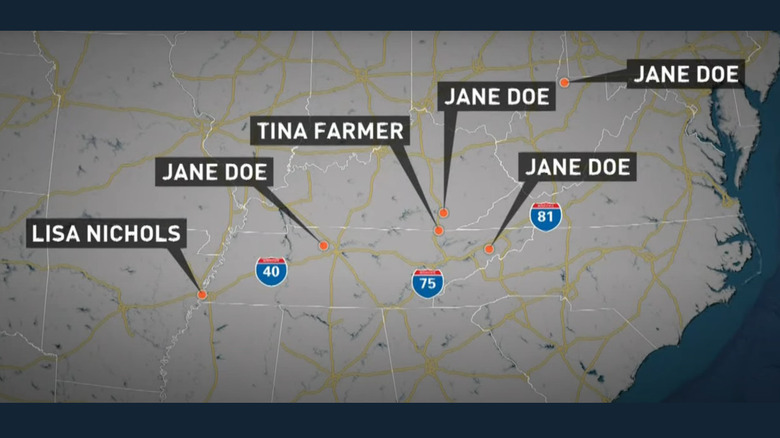 Locations of Redhead Murder victims