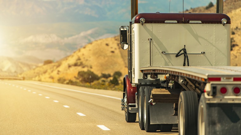 Truck driving down highway