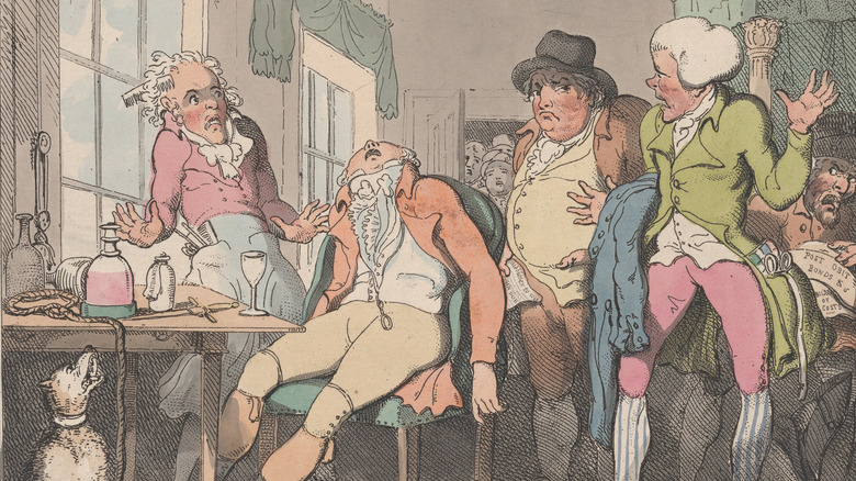 Illustration of Regency man passed out