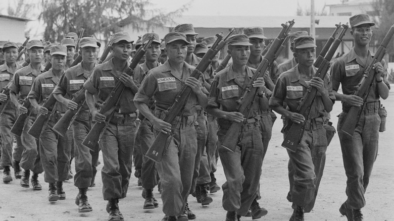 south vietnamese army marching