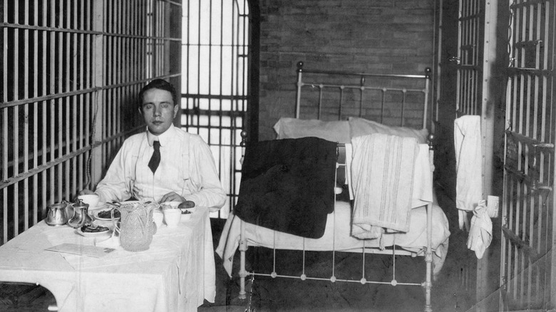 Harry K. Thaw eating in his jail cell