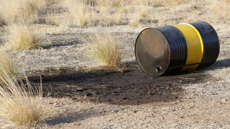 Leaking oil barrel