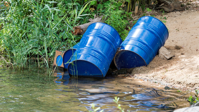 Barrels polluting water