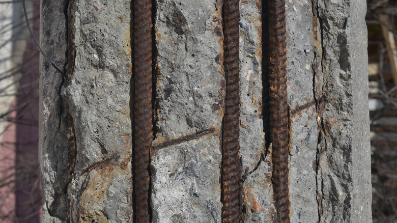 Rusted rebar in cement