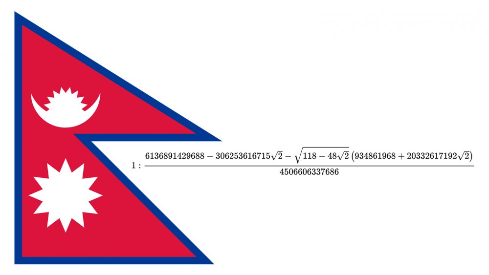 An image of the Nepalese flag with the equation that governs its creation.