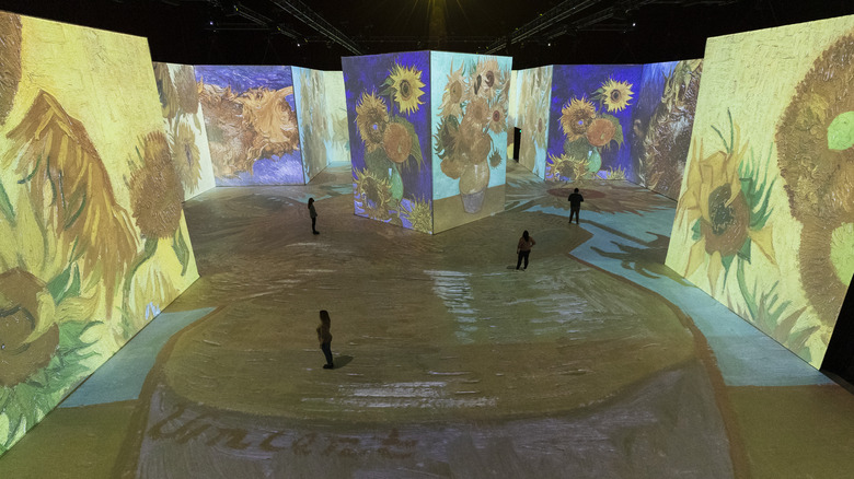 Art installation featuring van Gogh's sunflowers