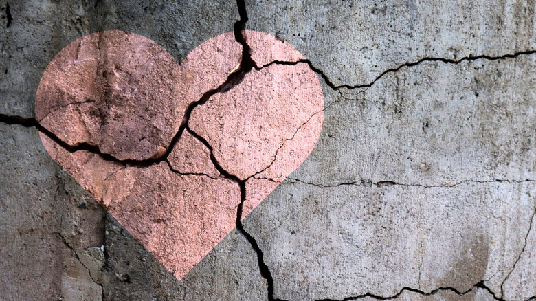 heart on broken concrete