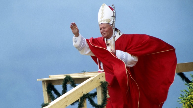 Pope John Paul II waves