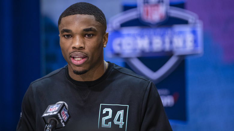 Jeff Okudah interviewing NFL Combine