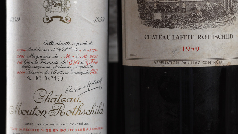 Labels of often resold wine bottles