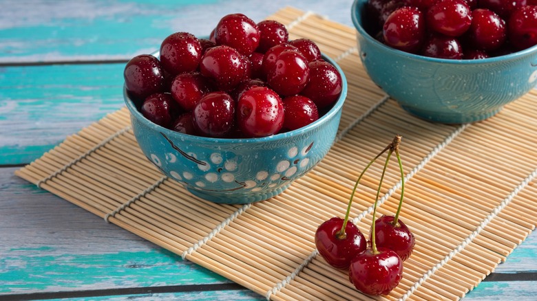 Bowl of red cherries