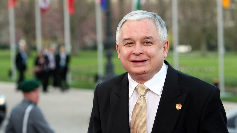 Lech Kaczynski at NATO Summit