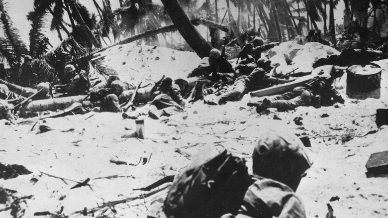 Marines under fire on Tarawa